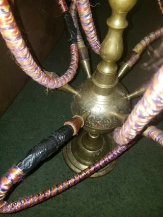 VINTAGE BRASS HOOKAH 50 INCHES TALL 6 HOSE 70 ' S ERA 9