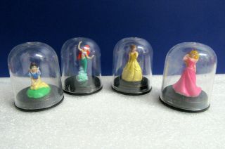 Miniature Disney Princess Snow White Ariel Belle Aurora Figures In Dome