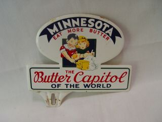 Old Minnesota Butter Capitol Of The World Advertising License Plate Topper