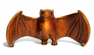 Q4271 - 2 " Hand Carved Japanese Boxwood Netsuke : Bat