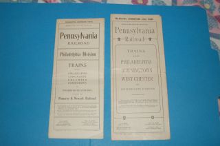 Two Pennsylvania Rr Public Timetables From 1915,  Phila Divi And Phila Stations