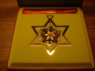 1987 Snow Crystal Christmas Mobile 24 Carat Gold Plated Georg Jensen.  Box