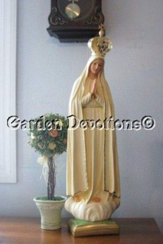 Our Lady Of Fatima Statue 26 Inch Pilgrim Virgin Mary Gold Faux Jeweled Crown