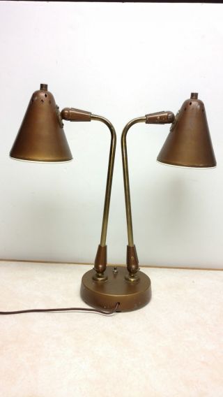 Vtg Mid Century Lightolier Swivel 2 Light Table Desk Lamp Industrial 19 1/4 "
