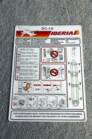 Iberia Mcdonnell - Douglas Dc - 10 Safety Card
