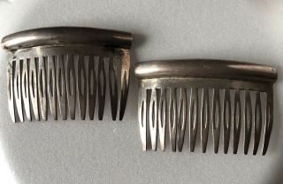 Vintage Mexico 2 Solid Sterling Silver Ladies Hair Combs