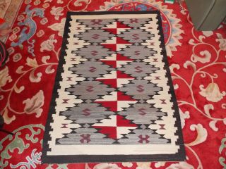 Vintage Native American Navajo Weaving Rug Incredible Pattern 58 " X 40 " Wow