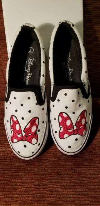 Disney Parks Minnie Mouse Shoes Adult Size 7 Bow Glitter Polka Dot
