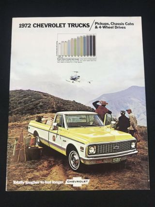Vtg 1972 Chevrolet Pickup Chassis Cab 4 Wheel Drive Truck Dealer Sales Brochure