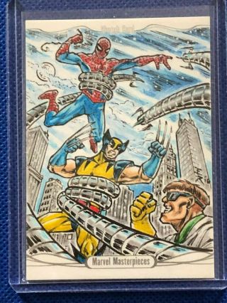 Marvel Masterpieces Sketch Spider - Man Wolverine Doctor Octopus By Erin Ropa