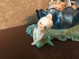 Rare Bisque Porcelain " Winking " Mermaid Figurine Made In Japan Euc