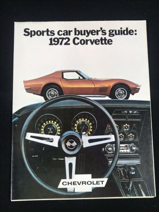Vtg 1972 Chevrolet Chevy Corvette Car Dealer Sales Brochure Fold Out Poster