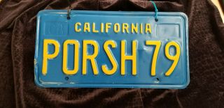 California Blue License Plates Pair - Vintage 1970s Dmv Clear.  Porsche Porsh79