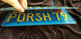 California Blue License Plates pair - Vintage 1970s DMV clear.  Porsche Porsh79 2