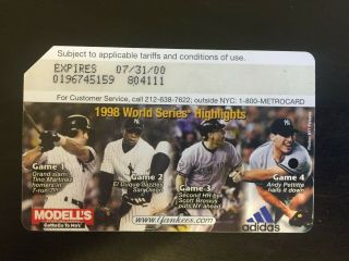 Metro Cards - Yankees 1998 World Series Highlights