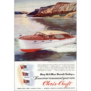 1945 Chris Craft: Double Stateroom Enclosed Cruiser Vintage Print Ad