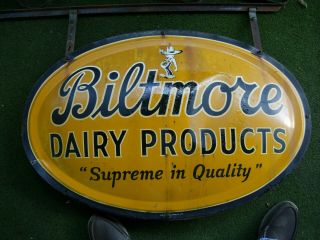 BILTMORE DAIRY PRODUCTS SUPREME QUALITY SIGN 2 ' ft.  x 3 ' ft W/ HANGER 12