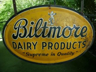 BILTMORE DAIRY PRODUCTS SUPREME QUALITY SIGN 2 ' ft.  x 3 ' ft W/ HANGER 2