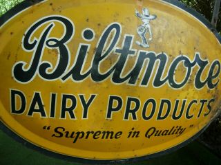 BILTMORE DAIRY PRODUCTS SUPREME QUALITY SIGN 2 ' ft.  x 3 ' ft W/ HANGER 3