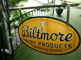 BILTMORE DAIRY PRODUCTS SUPREME QUALITY SIGN 2 ' ft.  x 3 ' ft W/ HANGER 4