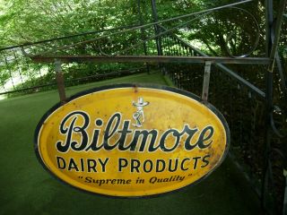 BILTMORE DAIRY PRODUCTS SUPREME QUALITY SIGN 2 ' ft.  x 3 ' ft W/ HANGER 5