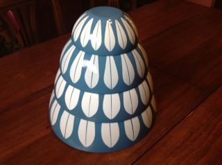 4 Cathrineholm Lotus Pattern Turquoise Enamel Nesting Bowls 11 