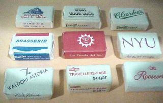9 Vintage Sugar Cubes 1970s York City & British Railway Waldorf Astoria More