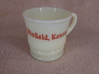 Winfield,  Kansas - Antique Custard Glass Souvenir Cup