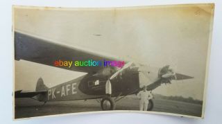1930s Vintage Photo - Early Klm Aircraft - Pk - Afe - Prop