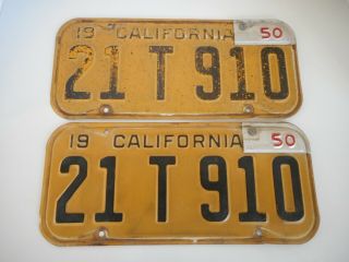 1947 California License Plates W/50 Tabs