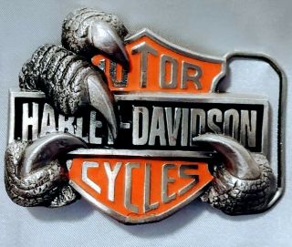 Vintage - 1991 3d Harley - Davidson Motor Cycle Belt Buckle Eagle Talons - Charity