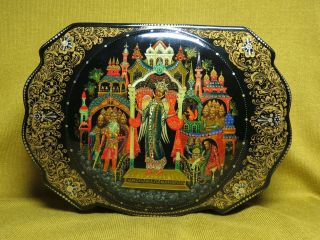 Vintage Russian Lacquer Box Palekh Hand Painted
