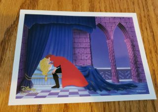 Disney Movie Club Lithograph 7 X 5 " Sleeping Beauty Prince Charming Aurora Kiss