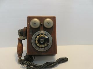 Vintage Wooden Wall Phone Rotary Dial Western Electric Bell Telephone 646140
