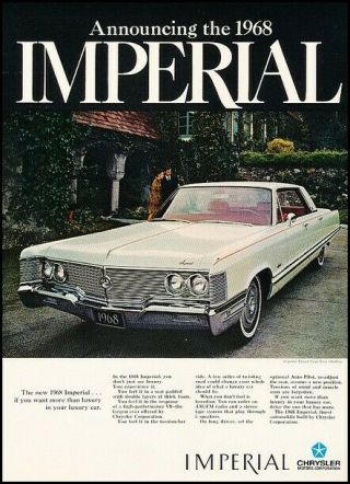 1968 Chrysler Imperial Crown Vintage Advertisement Print Art Car Ad K109