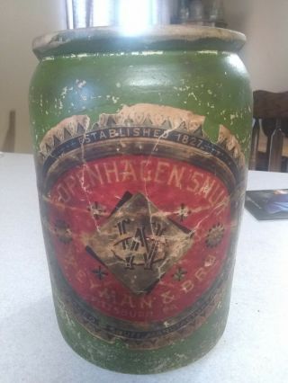 Vintage Weyman Copenhagen Stoneware Snuff Jar Crock W Label & Stamped