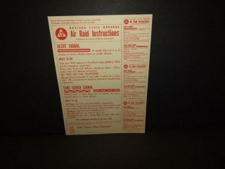 1 - 1956 Old Stock - Civil Defense Air Raid Instructions Poster