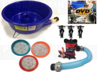 Blue Bowl Pan Gold Prospecting Concentrator 3 Classifiers Pump Leveler Kit,  Dvd