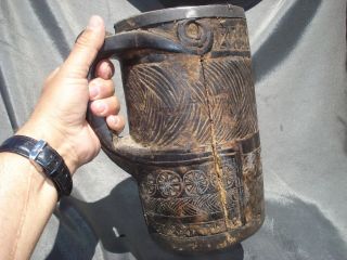 Old Sherpa Tamang Carved Wood Milk Jug Bucket Antique Vintage Nepal Tibet