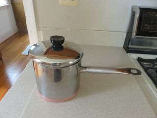 Vintage Revere Ware Tall 3 Quart Pot Institutional Stainless Handle Copper Rare