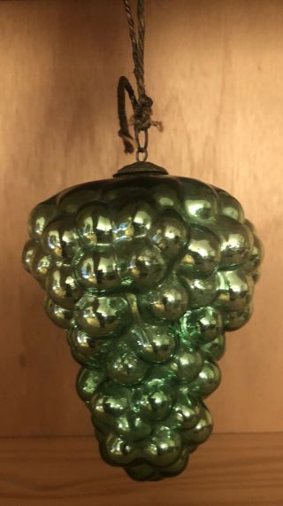 Antique Green Grape German Kugel Christmas Ornament 4 1/2”