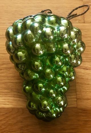 Antique Green Grape German Kugel Christmas Ornament 4 1/2” 6
