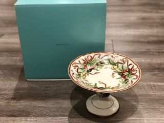 Authentic Tiffany Holiday Porcelain Compote Large 9”,  Made In Japan