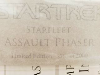 Master Replicas Star Trek Starfleet Assault Phaser 375 Of 2000 W/