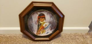 Ted De Grazia " Pima Indian Drummer Boy " 1980 Collectors Plate Framed 1907/10,  000