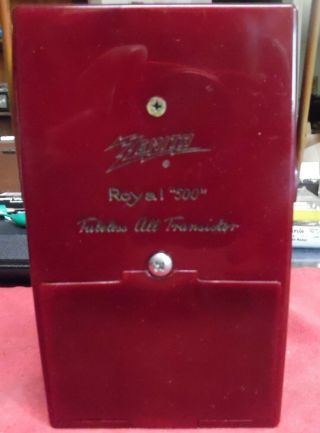 VINTAGE 1955 Zenith Royal 500 Hand Wired Burgundy Radio with case 3