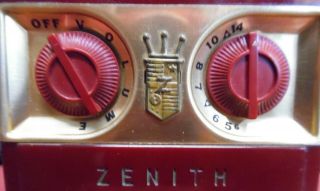 VINTAGE 1955 Zenith Royal 500 Hand Wired Burgundy Radio with case 6