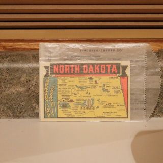 North Dakota Map Vintage Travel Decal