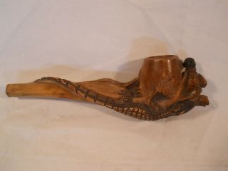 Orangewood alligator smoking pipe with seated figure antique collectable Florida 12