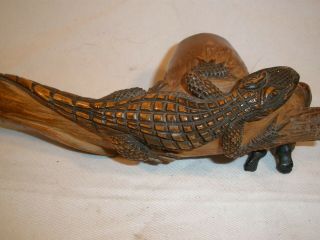 Orangewood alligator smoking pipe with seated figure antique collectable Florida 3